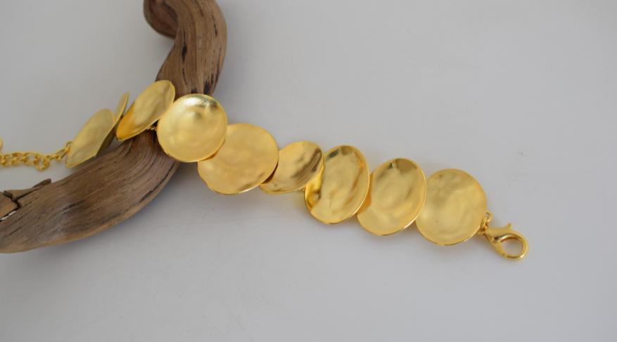 Selini bracelet, handmade Greek hammered jewelry available in 18K gold and silver plated.