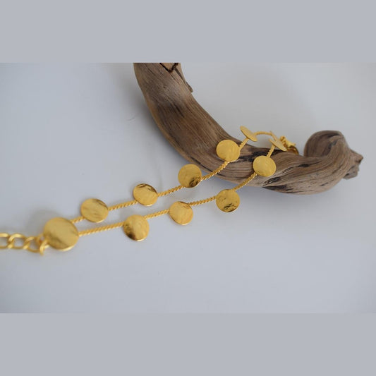 Estia bracelet, handmade Greek hammered jewelry available in 18K gold and silver plated.