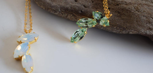 Amaryllis necklace – Greek hammered jewelry – 18K gold plated, silver plated, rose gold plated with crystals
