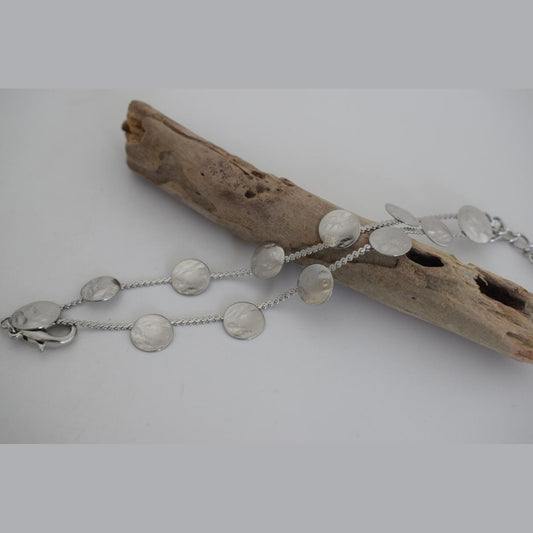 Estia bracelet, handmade Greek hammered jewelry available in 18K gold and silver plated.