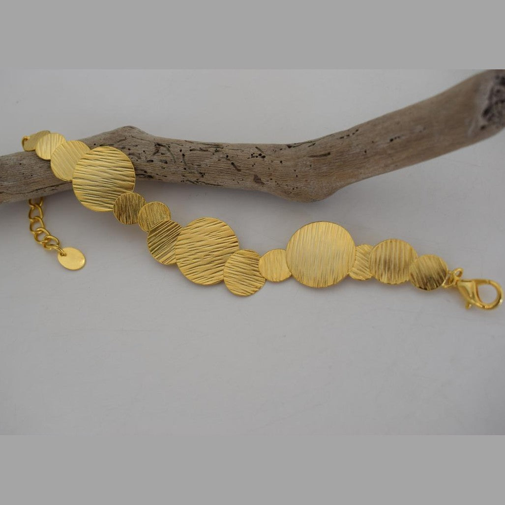 Krateras 2 bracelet, handmade Greek hammered jewelry available in 18K gold and silver plated.