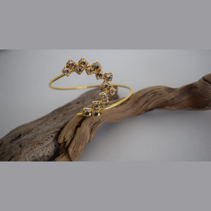 Asteria bracelet, handmade Greek hammered jewelry with crystal constellation design, available in 18K gold or silver plated.