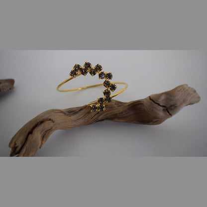 Asteria bracelet, handmade Greek hammered jewelry with crystal constellation design, available in 18K gold or silver plated.