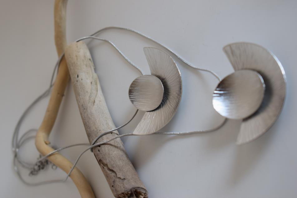 Kochlias 2 necklace Greek hammered jewelry 18K gold silver rose gold plated double spiral pendant