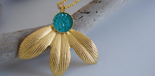 Narkissos necklace with Swarovski – Greek hammered jewelry in 18K gold, silver, or rose gold plating