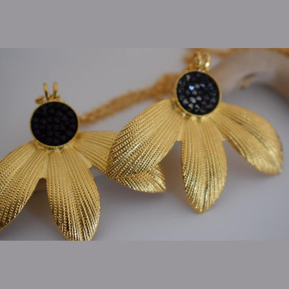 Narkissos necklace with crystals – Greek hammered jewelry in 18K gold, silver, or rose gold plating