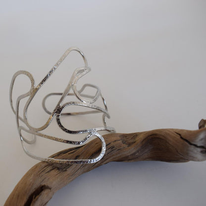 Ocean 2 bracelet, handmade Greek hammered jewelry, available in 18K gold or silver plated.