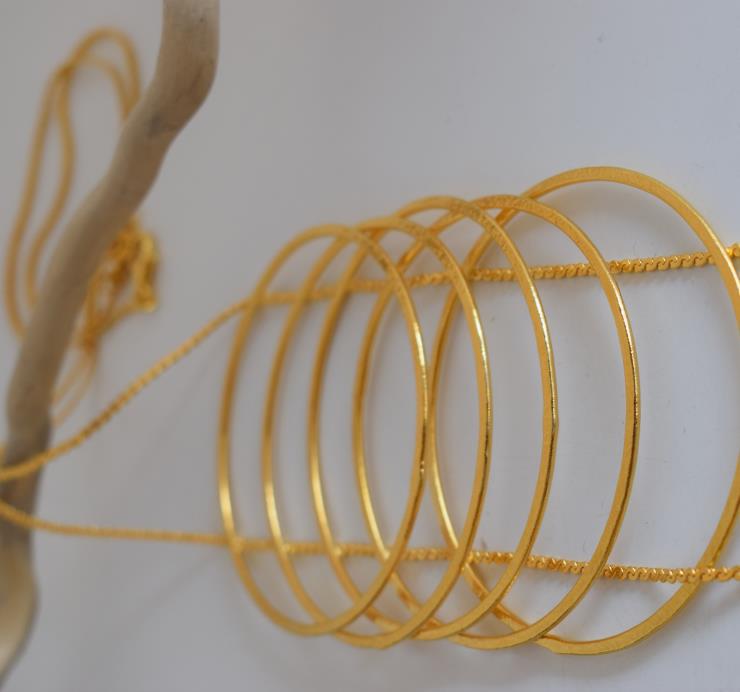 Krikos necklace Greek hammered jewelry in 18K gold, silver, and rose gold plated with interlinked circular rings