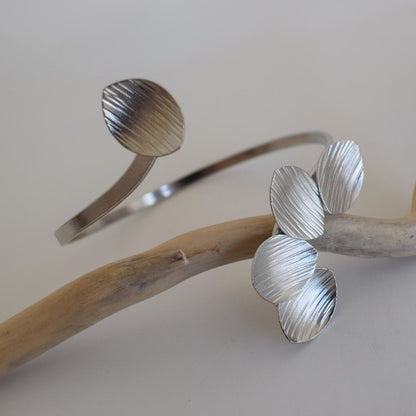 Anemone Bracelet, handmade Greek hammered jewelry, available in 18K gold or silver plated.