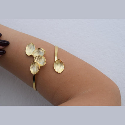 Anemone Bracelet, handmade Greek hammered jewelry, available in 18K gold or silver plated.