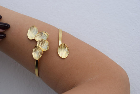 Anemone Bracelet, handmade Greek hammered jewelry, available in 18K gold or silver plated.