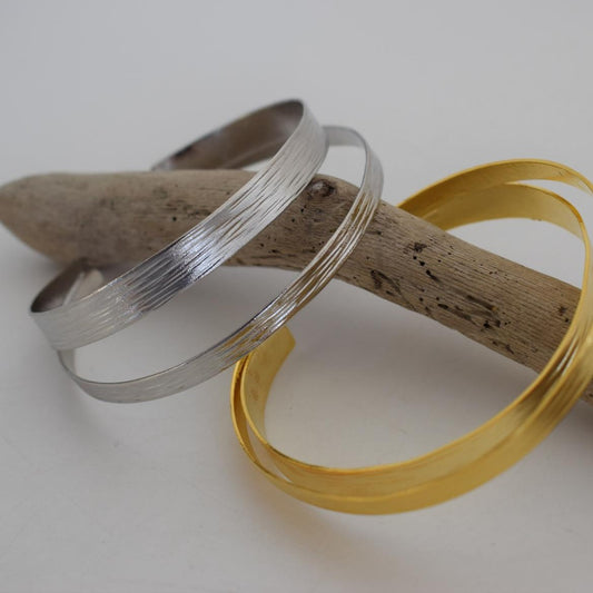 Ionio bracelet, handmade Greek hammered jewelry, available in 18K gold or silver plated.