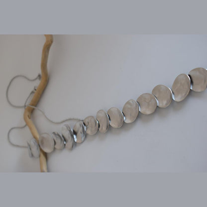 Selini long necklace – Greek hammered jewelry – 18K gold or silver plated, also available in rose gold, hammered moon phases design