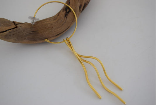 Delphi earrings, handmade Greek hammered jewelry, available in 18K gold or silver plated.