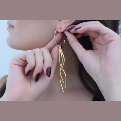 Delphi earrings, handmade Greek hammered jewelry, available in 18K gold or silver plated.