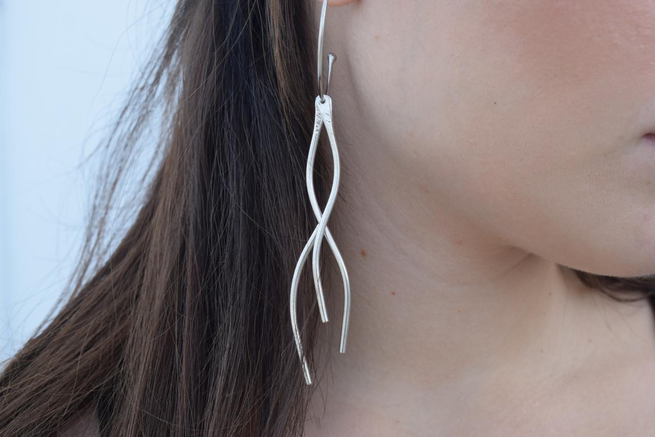 Delphi earrings, handmade Greek hammered jewelry, available in 18K gold or silver plated.
