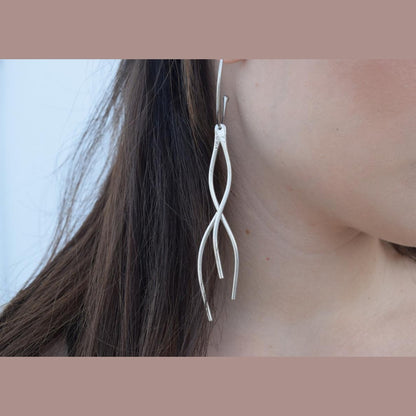 Delphi earrings, handmade Greek hammered jewelry, available in 18K gold or silver plated.