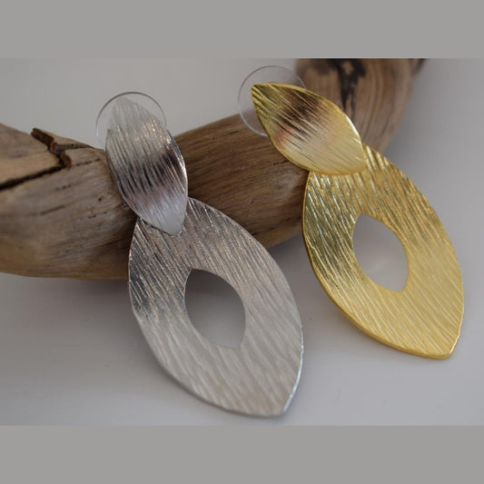 Avgi 3 Earrings – Handmade Greek Hammered Jewelry – 18K Gold or Silver Plated