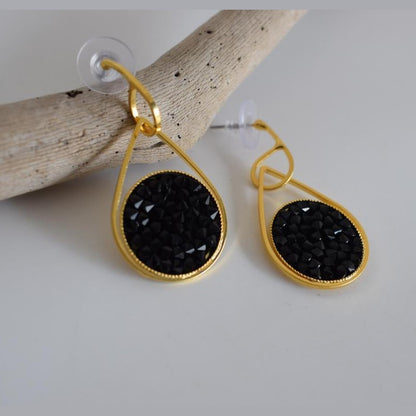 Galaxia3 Earrings, handmade Greek hammered jewelry with crystals available in gold and silver plated.
