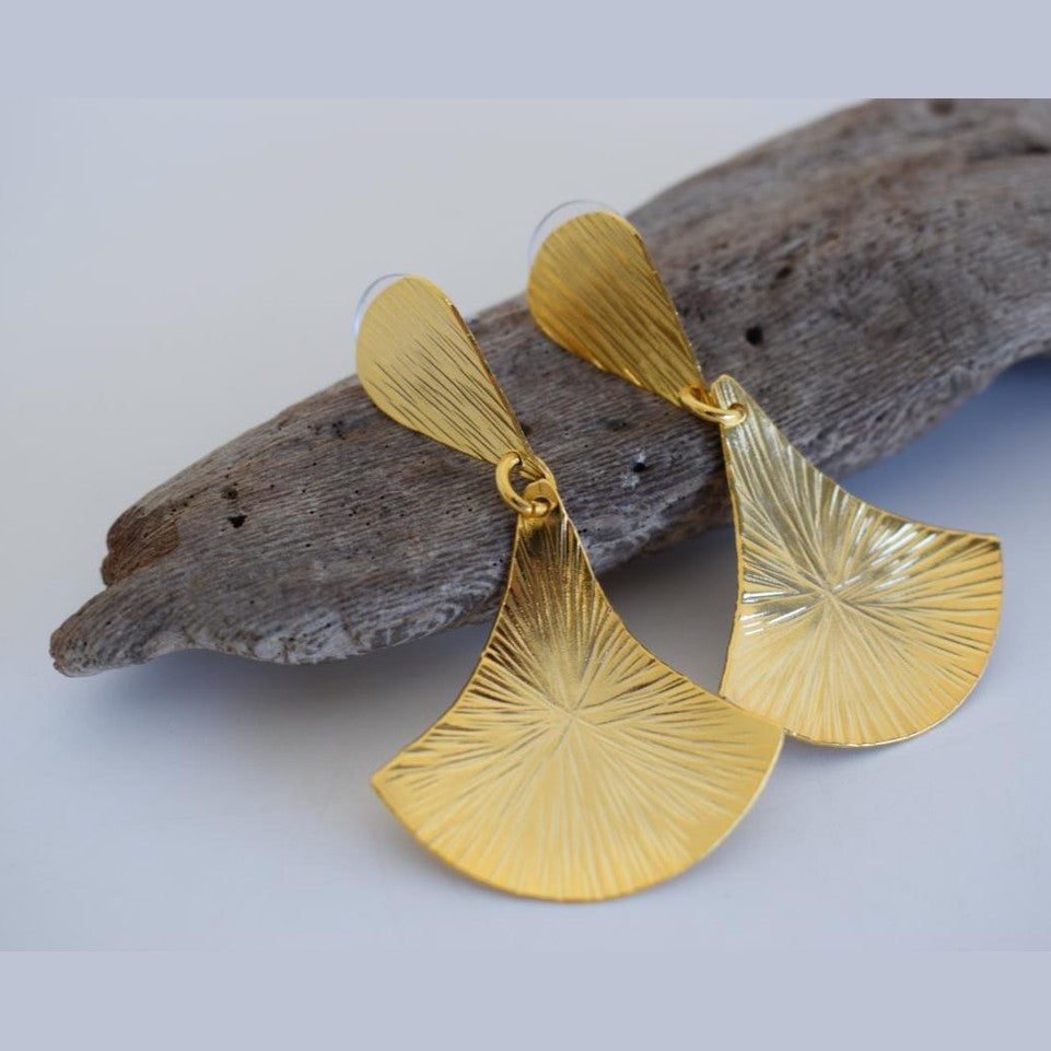 Noufaro3 Earrings, handmade Greek hammered jewelry available in gold and silver plated.