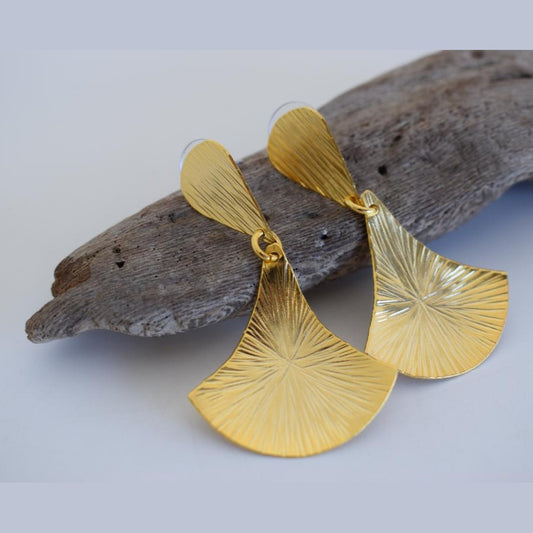 Noufaro3 Earrings, handmade Greek hammered jewelry available in gold and silver plated.