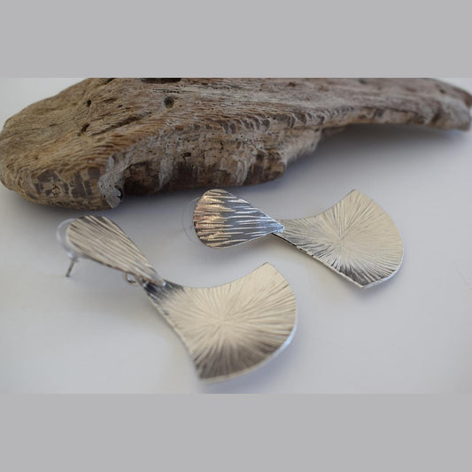 Noufaro3 Earrings, handmade Greek hammered jewelry available in gold and silver plated.