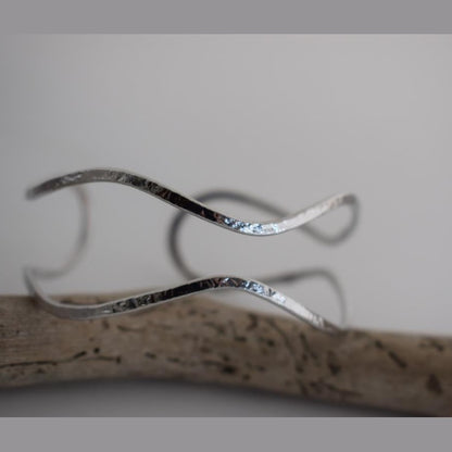 Kyma bracelet – Greek hammered jewelry – 18K gold or silver plated, also available in rose gold, hammered wavy cuff design