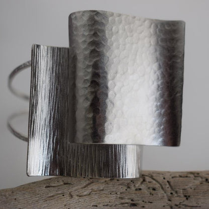 Hefaistos bracelet – Greek hammered jewelry – 18K gold or silver plated, also available in rose gold, hammered statement cuff design