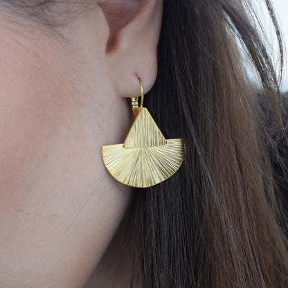 Dory Earrings, handmade Greek hammered jewelry available in gold and silver plated.