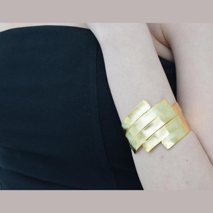 Meteora bracelet – Greek hammered jewelry – 18K gold or silver plated, also available in rose gold, layered hammered cuff design