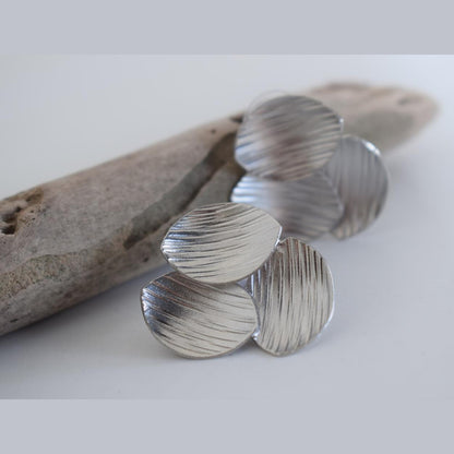 Anemone Earrings, handmade Greek hammered jewelry available in gold and silver plated.