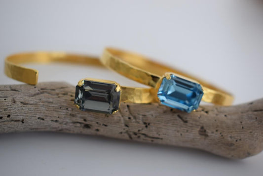 Orion Bracelet – Greek Hammered Jewelry – 18K Gold or Silver Plated with Crystal - N2116 - CF fashion