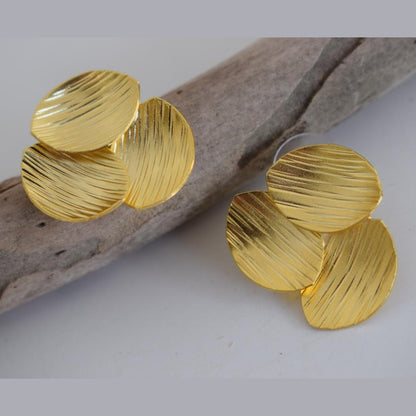 Anemone Earrings, handmade Greek hammered jewelry available in gold and silver plated.