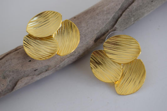 Anemone Earrings, handmade Greek hammered jewelry available in gold and silver plated.