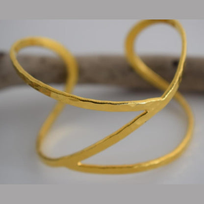 Oceanis bracelet – Greek hammered jewelry – 18K gold or silver plated, also available in rose gold, hammered wave cuff design