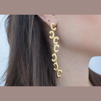Ikaria Earrings, handmade Greek hammered jewelry available in gold and silver plated.