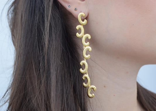 Ikaria Earrings, handmade Greek hammered jewelry available in gold and silver plated.