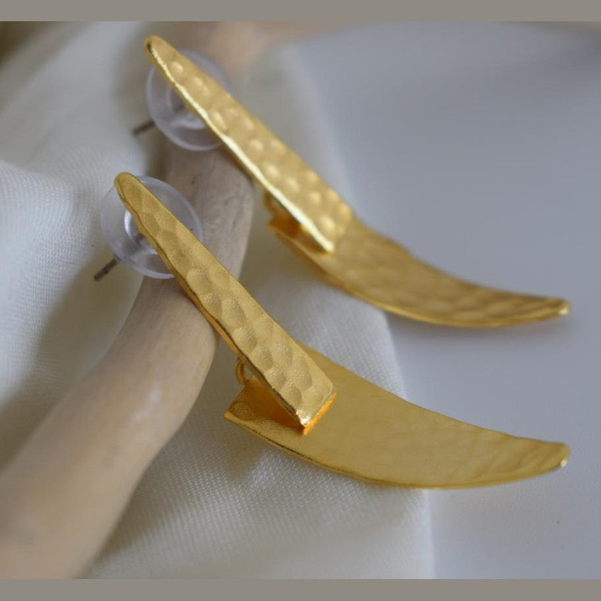 Nike Earrings, handmade Greek hammered jewelry available in gold and silver plated.