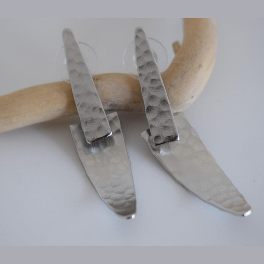 Nike Earrings, handmade Greek hammered jewelry available in gold and silver plated.