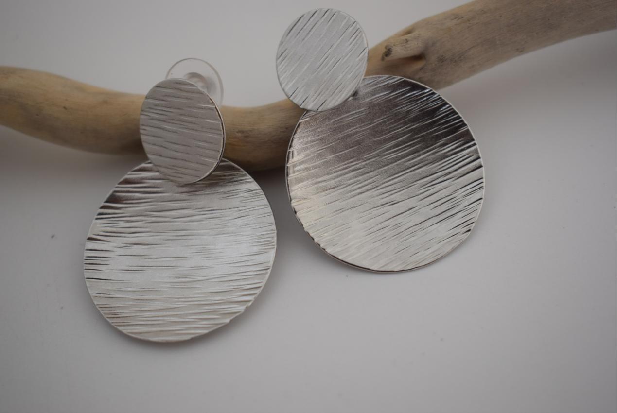 Krateras Earrings, handmade Greek hammered jewelry available in gold and silver plated.