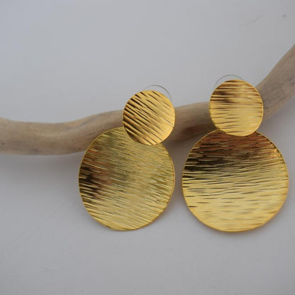 Krateras Earrings, handmade Greek hammered jewelry available in gold and silver plated.