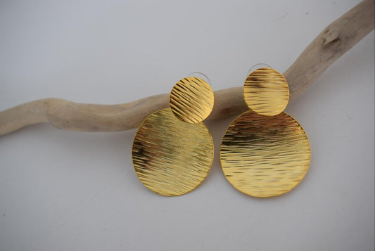 Krateras Earrings, handmade Greek hammered jewelry available in gold and silver plated.