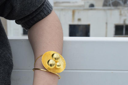 Atlas bracelet Greek hammered jewelry in 18K gold, silver, and rose gold plated with celestial sphere design