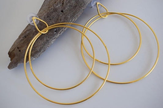 Delphi Earrings, handmade Greek hammered jewelry available in gold and silver plated.