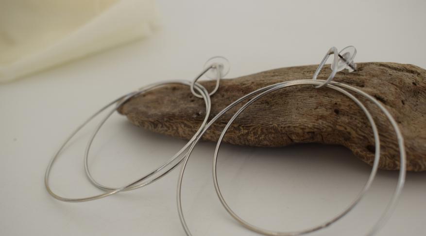 Delphi Earrings, handmade Greek hammered jewelry available in gold and silver plated.