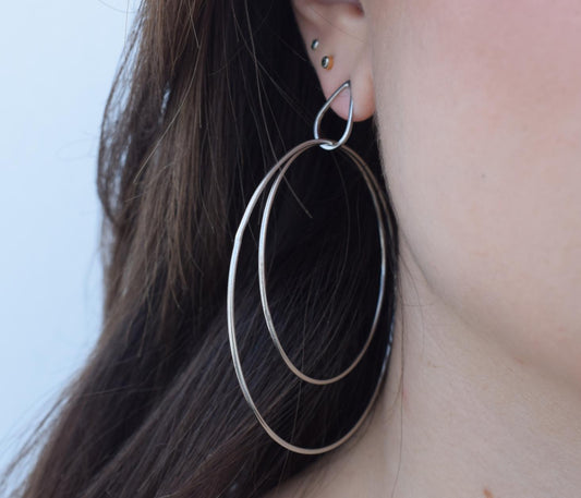 Delphi Earrings, handmade Greek hammered jewelry available in gold and silver plated.