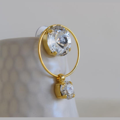 Evanthos Earrings, handmade Greek hammered jewelry with crystals available in gold and silver plated.