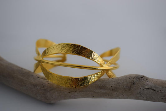 Galaxia bracelet – Greek hammered jewelry – 18K gold or silver plated, also available in rose gold