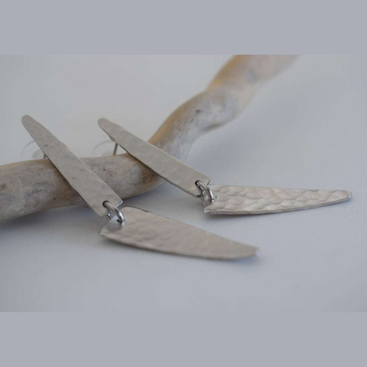 Hefaistos earrings in handmade Greek hammered jewelry design, available in 18K gold plated and 18K silver plated.