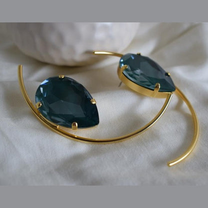 Aigle earrings in handmade Greek hammered jewelry with crystals, available in 18K gold plated and 18K silver plated.